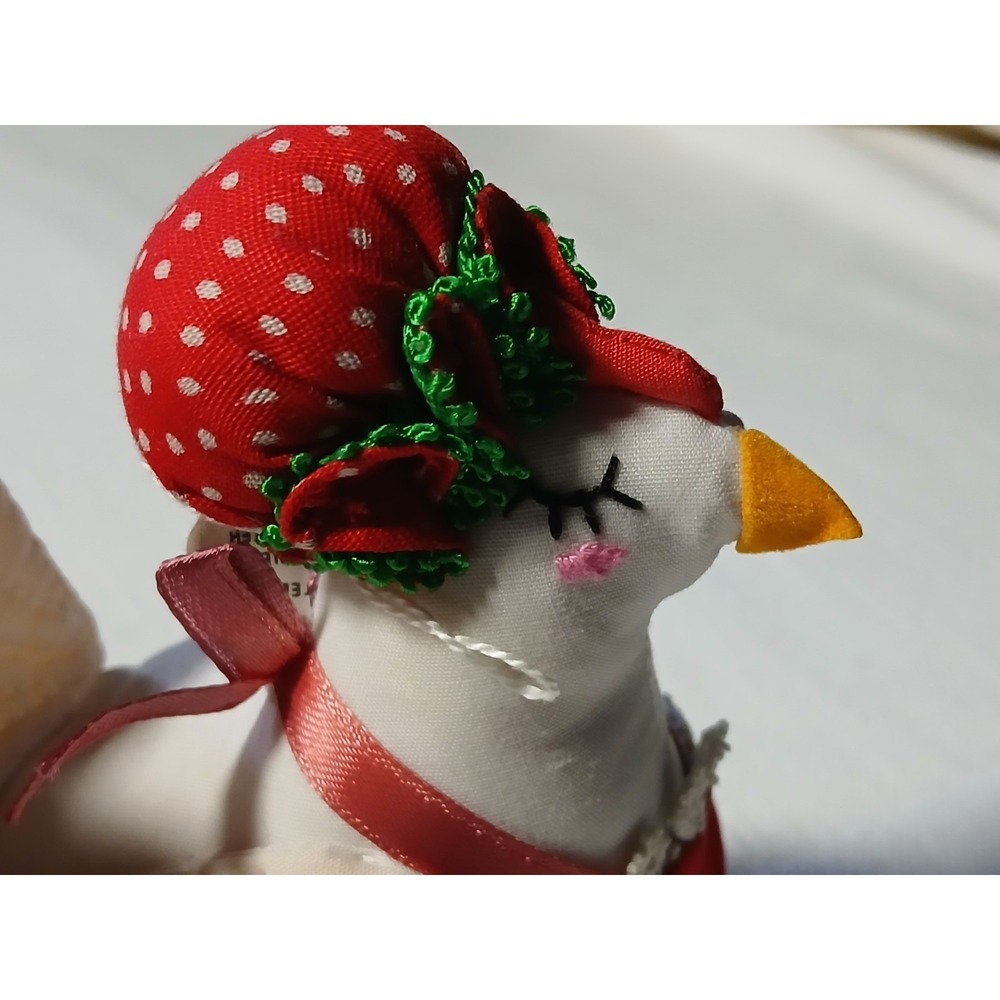 VTG 80s Country Geese Fabric Handmade Christmas Ornaments Lot 3 Plush Stuffed - Picture 9 of 12